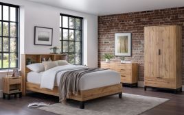 Bali Bookcase Headboard Double Bed - Oak