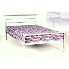 Talbot Classic Contract Metal Bed with Mesh Base in Silver Finish - 4ft Small Double