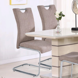 Birkenhead Taupe Fabric Chairs Modern Comfort with Chrome Legs - Set of 2