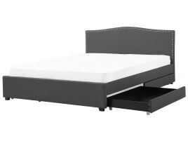 Fabric EU Super King Bed with Storage Grey MONTPELLIER