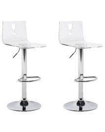 Set of 2 Swivel Bar Stools Transparent White BUSAN