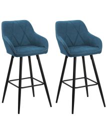 Set of 2 Fabric Bar Chairs Blue DARIEN