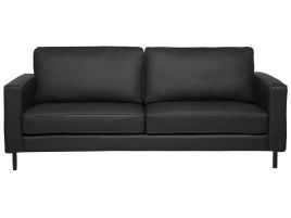 3 Seater Leather Sofa Black SAVALEN