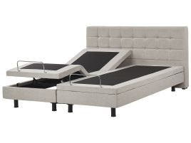 Fabric EU Super King Size Adjustable Bed Beige DUKE