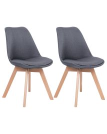 Set of 2 Fabric Dining Chairs Graphite Grey DAKOTA II