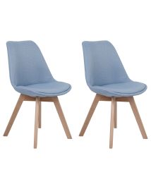 Set of 2 Fabric Dining Chairs Light Blue DAKOTA II