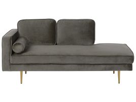 Left Hand Velvet Chaise Lounge Grey MIRAMAS