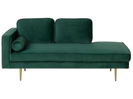 Left Hand Velvet Chaise Lounge Emerald Green MIRAMAS