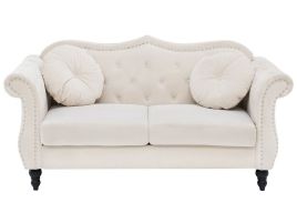 2 Seater Velvet Sofa Beige SKIEN