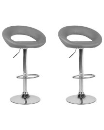 Set of 2 Faux Leather Swivel Bar Stools Grey PEORIA