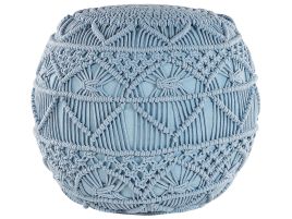 Cotton Macrame Pouffe Blue KAYSERI