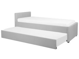 Fabric EU Single Trundle Bed Light Grey MARMANDE