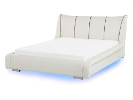 Leather EU Double Size Waterbed LED White NANTES
