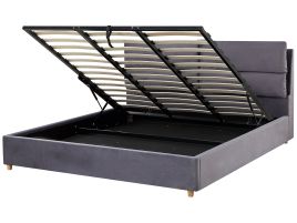 Velvet EU Super King Size Ottoman Bed Grey BATILLY