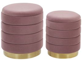 Set of 2 Storage Pouffes Pink GARLAND