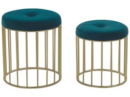 Set of 2 Stools Teal Blue LUBBOCK