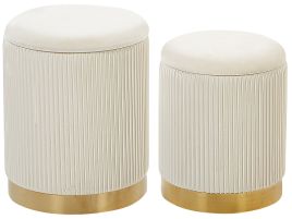 Set of 2 Velvet Storage Pouffes White MIRAMAR