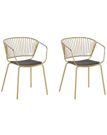 Set of 2 Metal Dining Chairs Gold RIGBY