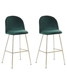 Set of 2 Velvet Bar Chairs Green ARCOLA