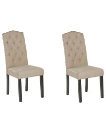 Set of 2 Fabric Dining Chairs Beige SHIRLEY