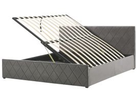 Velvet EU Super King Size Ottoman Bed Grey ROCHEFORT