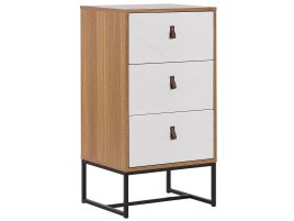 FRANKLIN Oak Finish Chest of Drawers - Tallboy, Small-sized, 3 Drawers