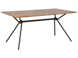 Dining Table 160 x 90 cm Dark Wood with Black AMSTERDAM
