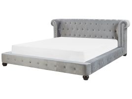 Velvet EU Super King Size Bed Grey CAVAILLON