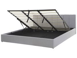 Fabric EU Super King Size Ottoman Bed Light Grey DREUX
