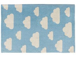 Cotton Kids Rug Cloud Print 60x90cm Blue