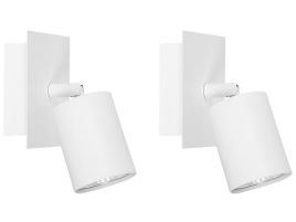 Set of 2 Metal Spotlights Lamps White TIGRIS