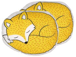 Set of 2 Cotton Kids Cushions Fox 50x40cm Yellow