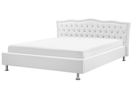Faux Leather EU Super King Bed White METZ