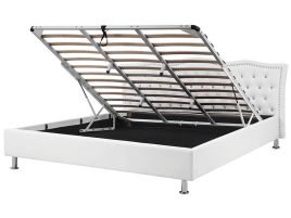 Faux Leather EU Super King Size Ottoman Bed White METZ