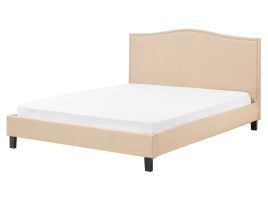Fabric EU King Size Bed Beige MONTPELLIER