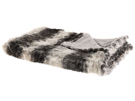 Blanket 180 x 220 cm Grey and White TAZA