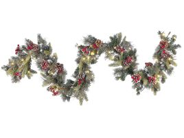 Pre-Lit Snowy Christmas Garland 180cm Green