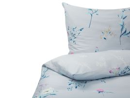 Cotton Sateen Duvet Cover Set Flower Pattern 135 x 200 cm Light Blue EVERGREEN