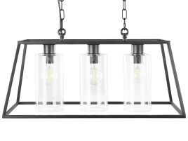 3 Light Metal Pendant Lamp Black MUGER
