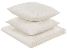 Embossed Bedspread and Cushions Set 160 x 220 cm Cream RUDKHAN
