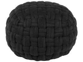 Velvet Pouffe Ottoman 45 x 35 cm Black HOPA