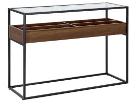 Glass Top Console Table Dark Wood and Black WACO