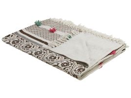 Cotton Blanket 130 x 180 cm Brown and Beige CHINSURAH