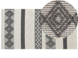 Wool Area Rug 80x150cm Beige and Grey