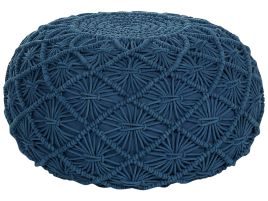 Cotton Macrame Pouffe Navy Blue BERKANE