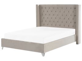 Velvet EU Super King Size Bed Light Grey LUBBON