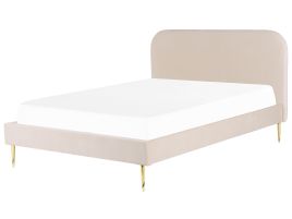 Velvet EU Super King Size Bed Light Beige FLAYAT
