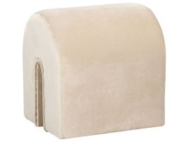 Velvet Curved Pouffe Beige MODOC