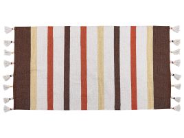 Cotton Area Rug 80x150cm Brown and Beige