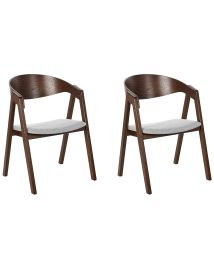 Set of 2 Dining Chairs Dark Wood and Grey YUBA